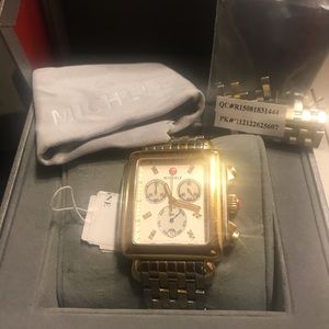 Michele Deco XL two-tone square face watch